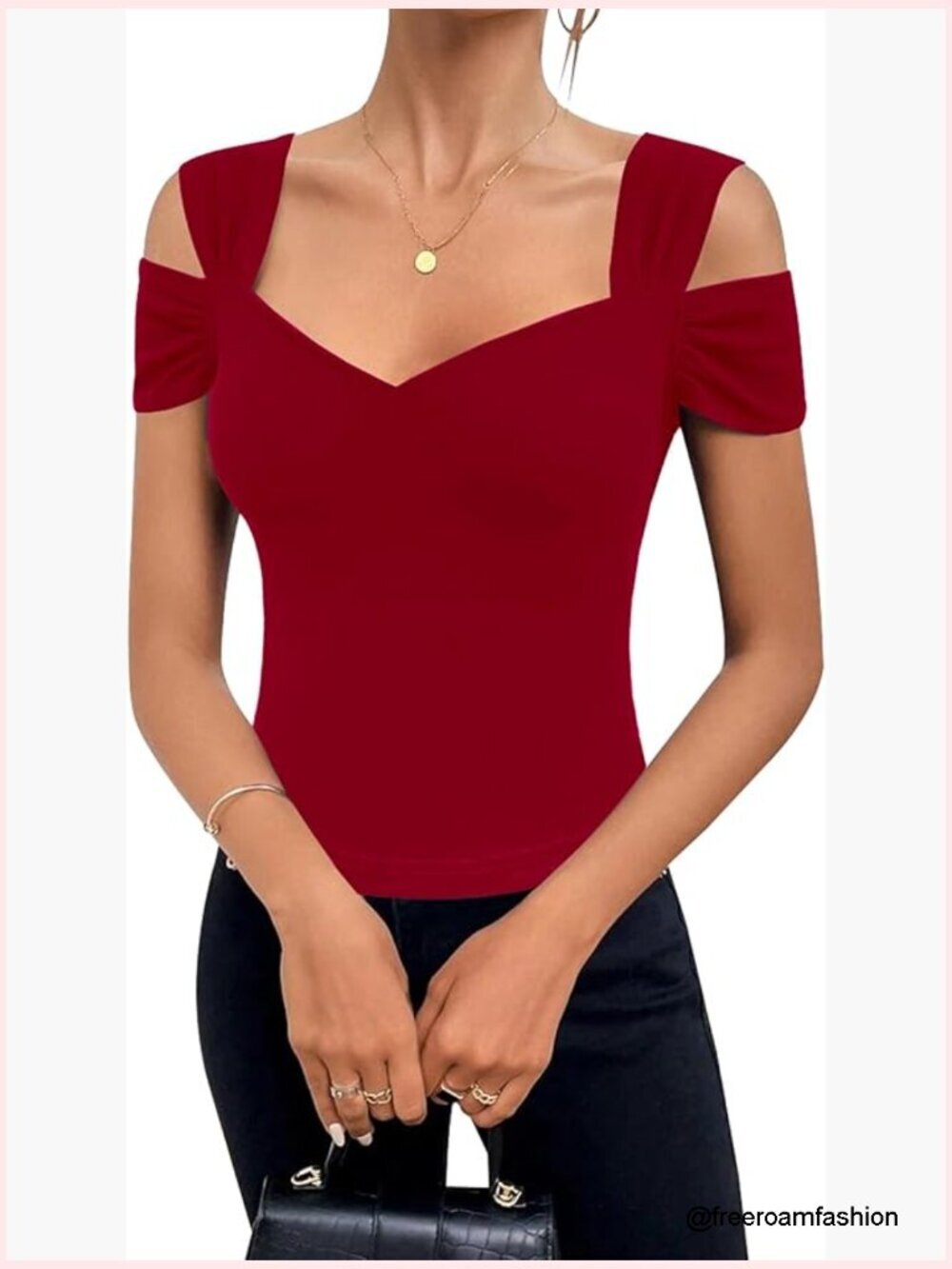 Cold Shoulder V Neck Short Sleeve Tunic Tee Blouse Summer Top